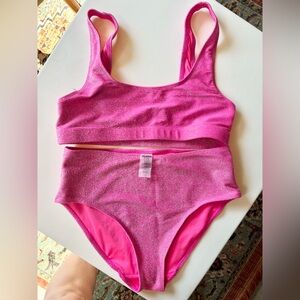 Good American Bikini, Size 2 (Medium), Hot Pink Sparkle, Worn Once